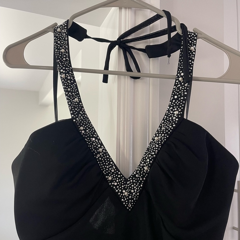Prom/Ball Gown, black with jewel detail, size 16